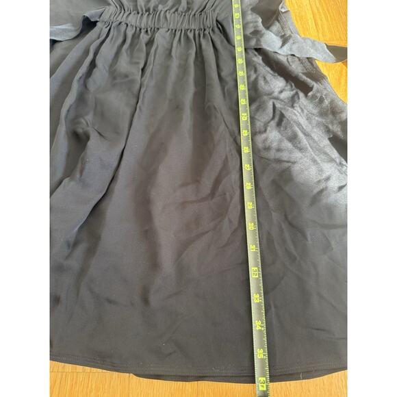 THEORY Nadora Modern Silk Black Long Sleeve Mini Dress LBD Sz 2 Elegant Minimal - Picture 9 of 9